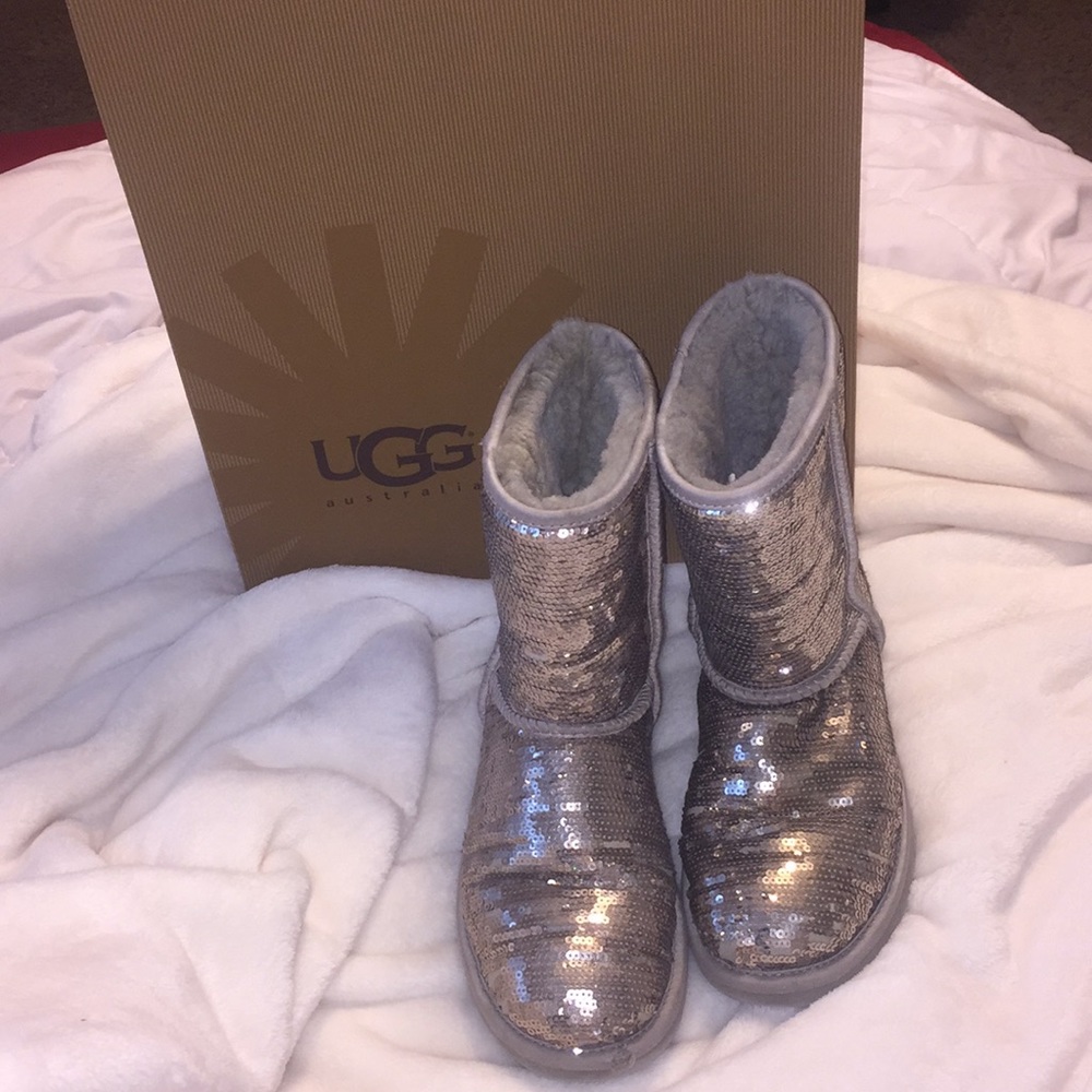 GREY SEQUIN UGG BOOTS